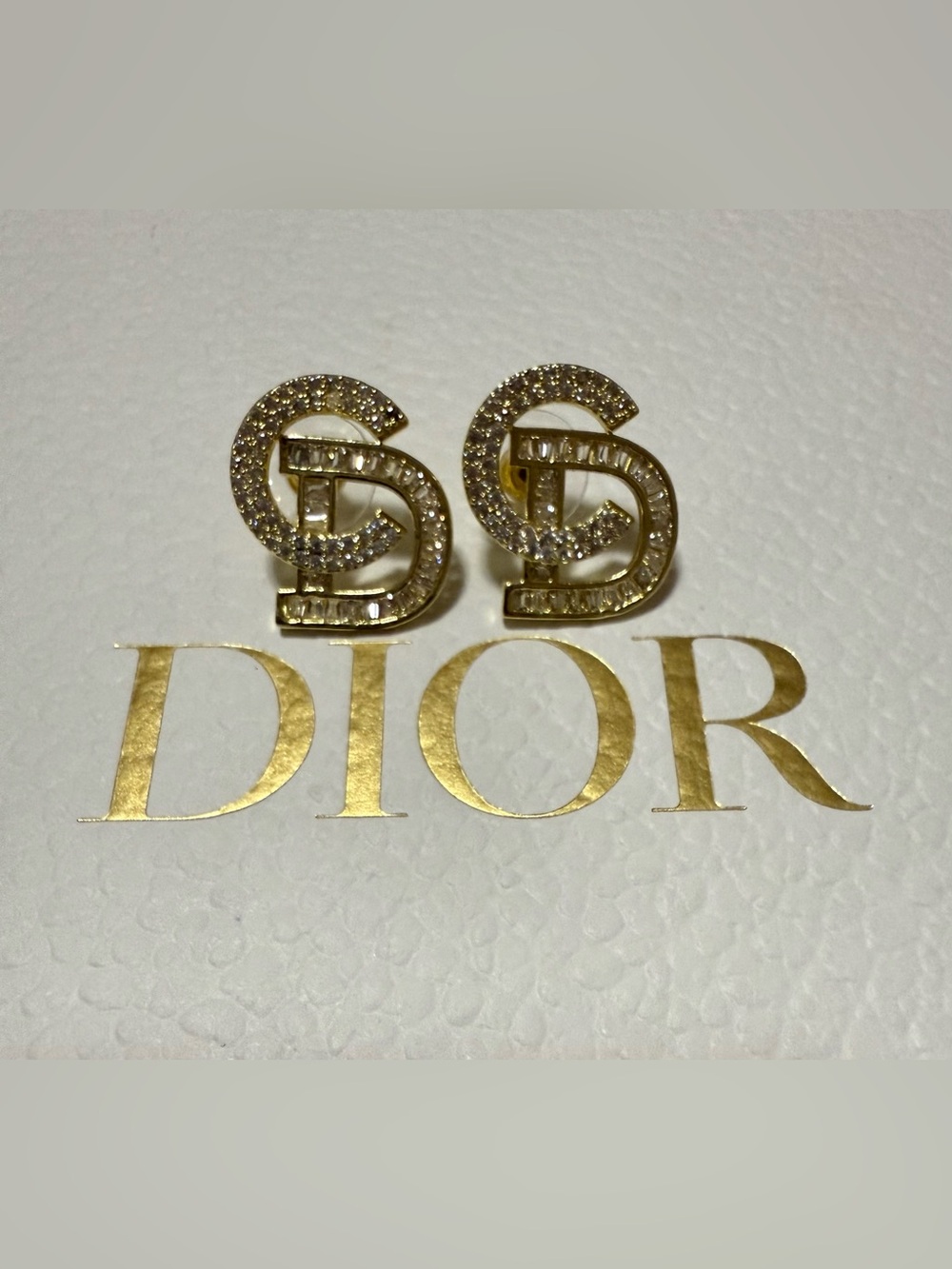 Goldtone Crystal CD Stud Fashion Earrings